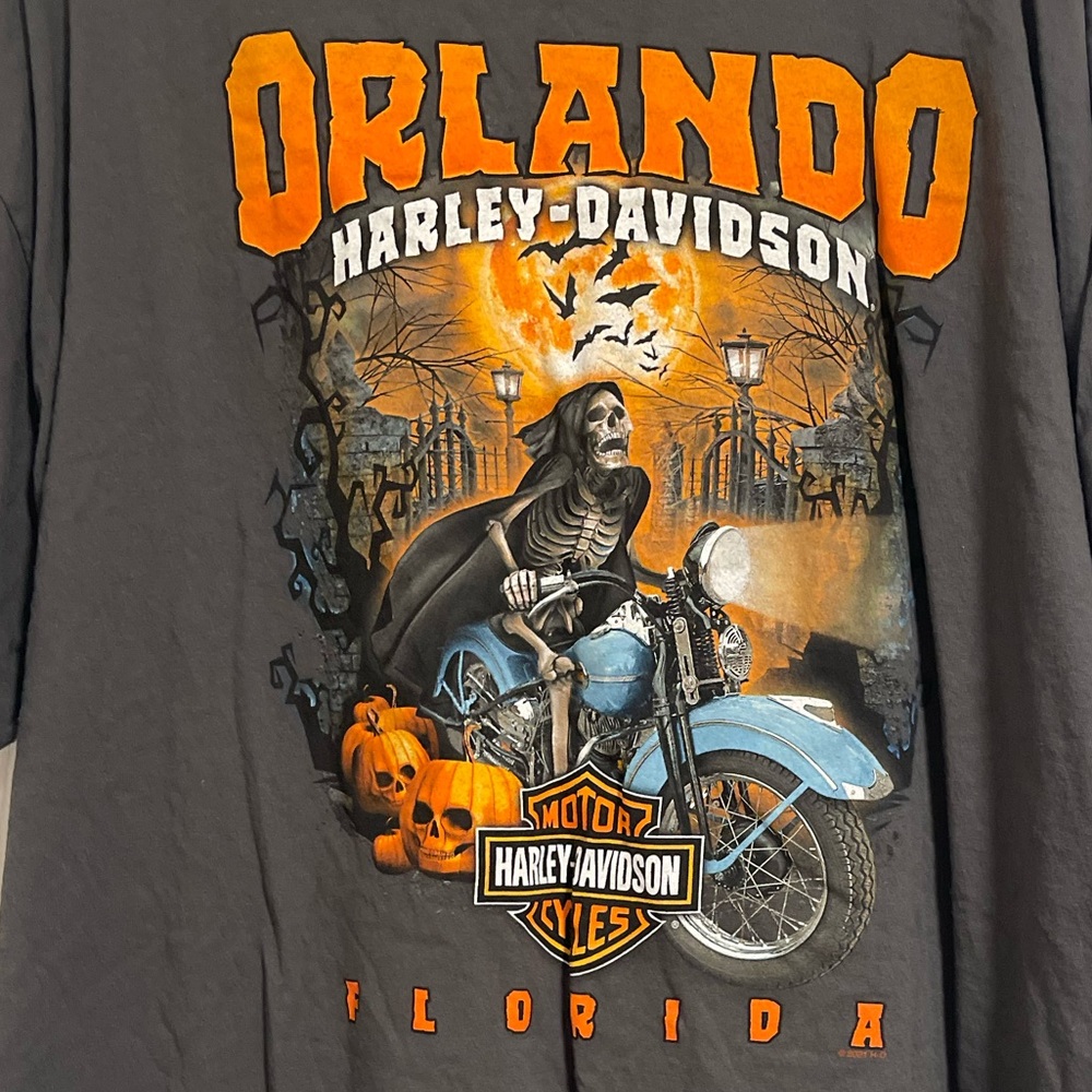 Harley-Davidson Men’s T-Shirt Orlando Florida- Pumpkin Halloween 2021 Size 3X